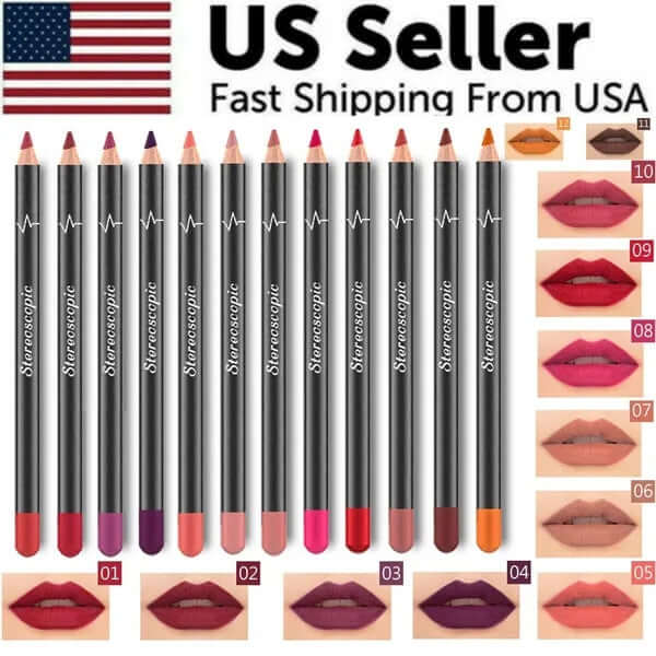 2Pcs Waterproof Matte Lip Liner Pencil Set | Long-Lasting Lipstick Lip Pen for Women