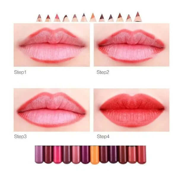 2Pcs Waterproof Matte Lip Liner Pencil Set | Long-Lasting Lipstick Lip Pen for Women