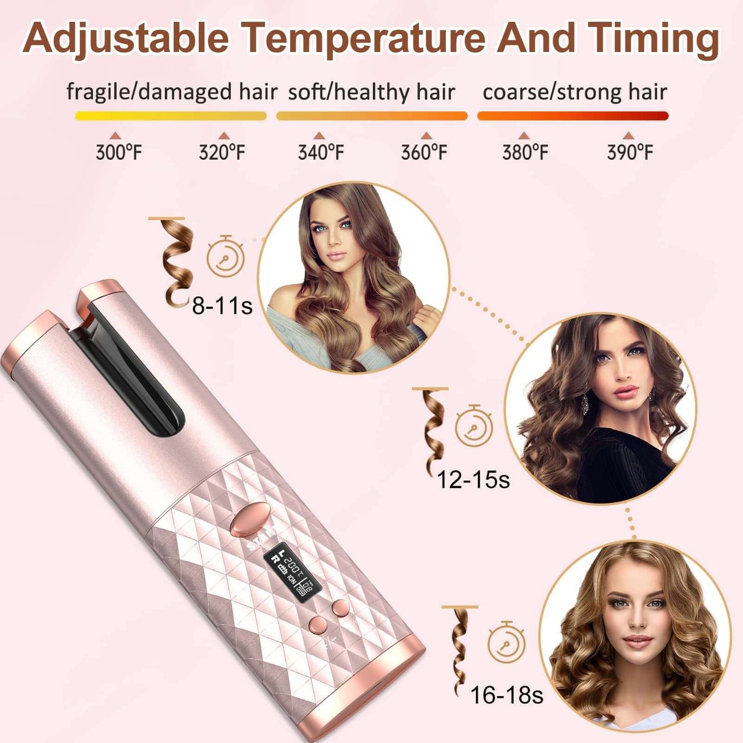Portable Cordless Automatic Hair Curler | Smart Anti-Tangle Ceramic Curling Iron | Wireless Hair Styler for Effortless Curls