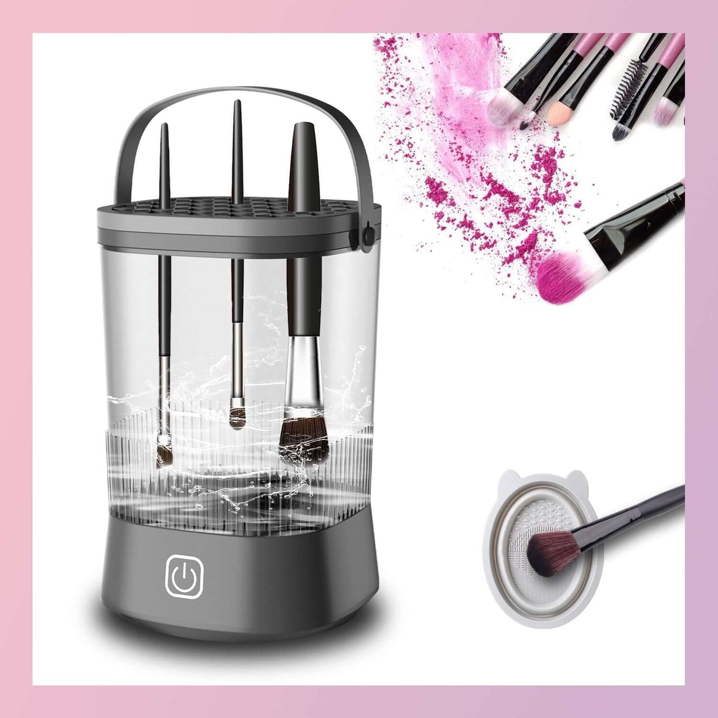 Electric Makeup Brush Cleaner 9000 RPM | Automatic Waterproof Cleaner for Brushes & Sponges