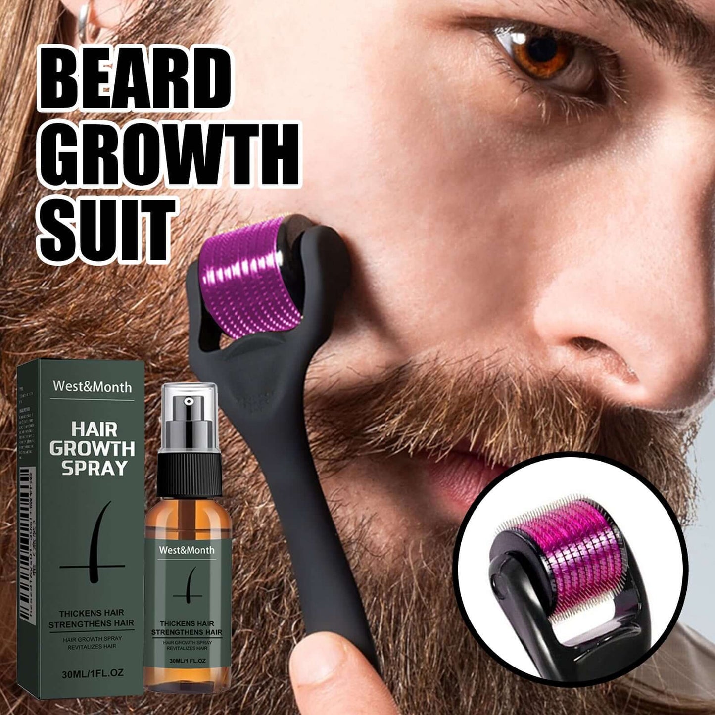 Moustache Spray Set Moisturizing Spray Facial Hair Treatment Boosting Beard Growth Thickening Liquid