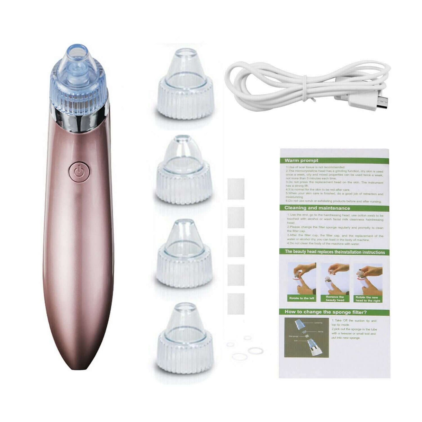 Electric Blackhead Vacuum: Pore Cleaner, Acne Remover & Diamond Dermabrasion Tool