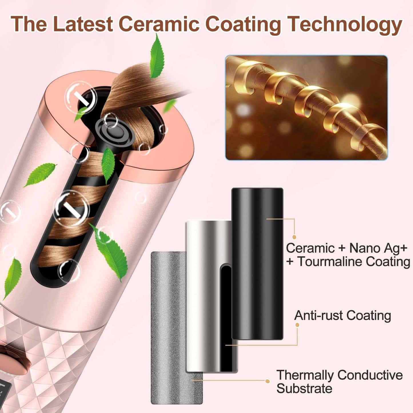 Portable Cordless Automatic Hair Curler | Smart Anti-Tangle Ceramic Curling Iron | Wireless Hair Styler for Effortless Curls