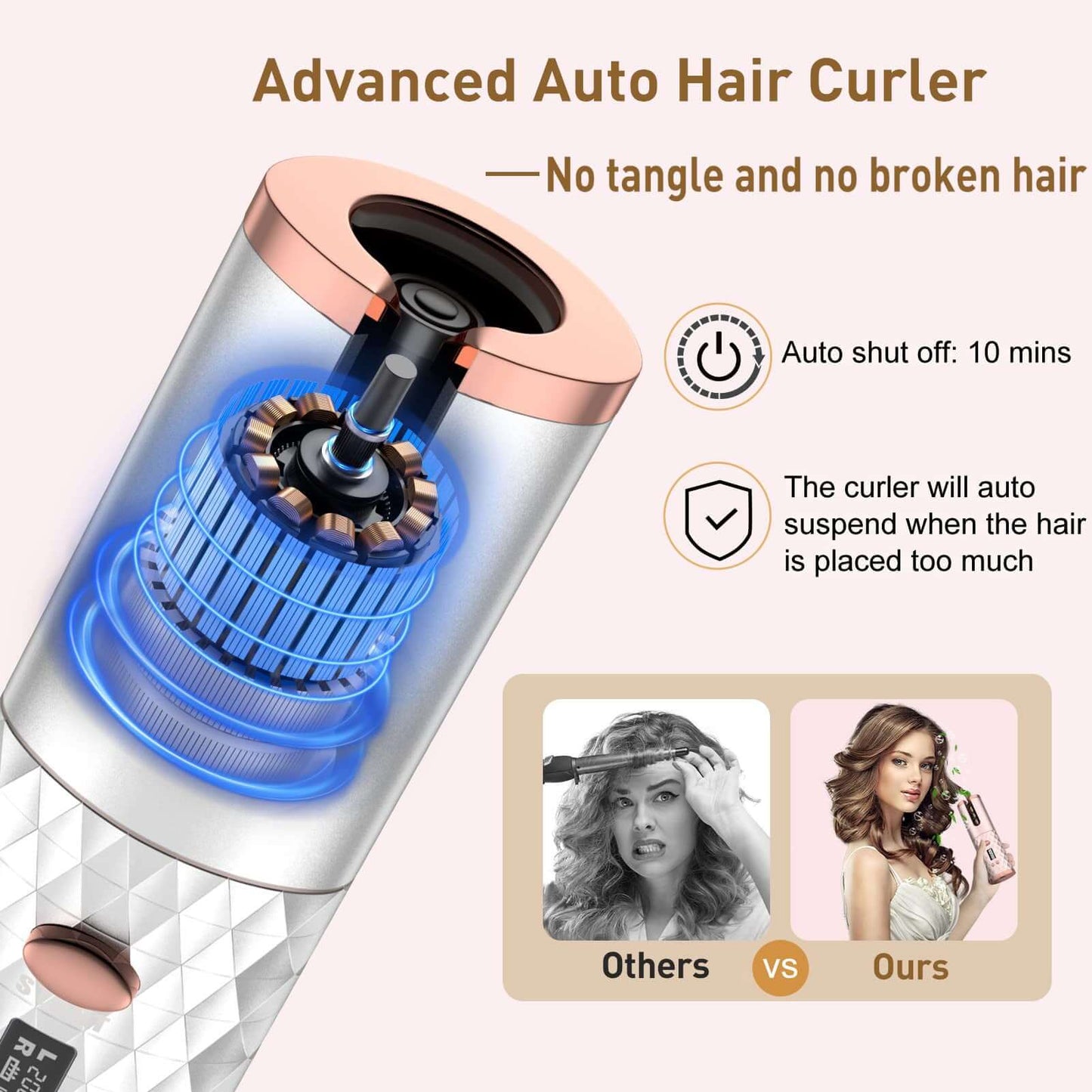 Portable Cordless Automatic Hair Curler
