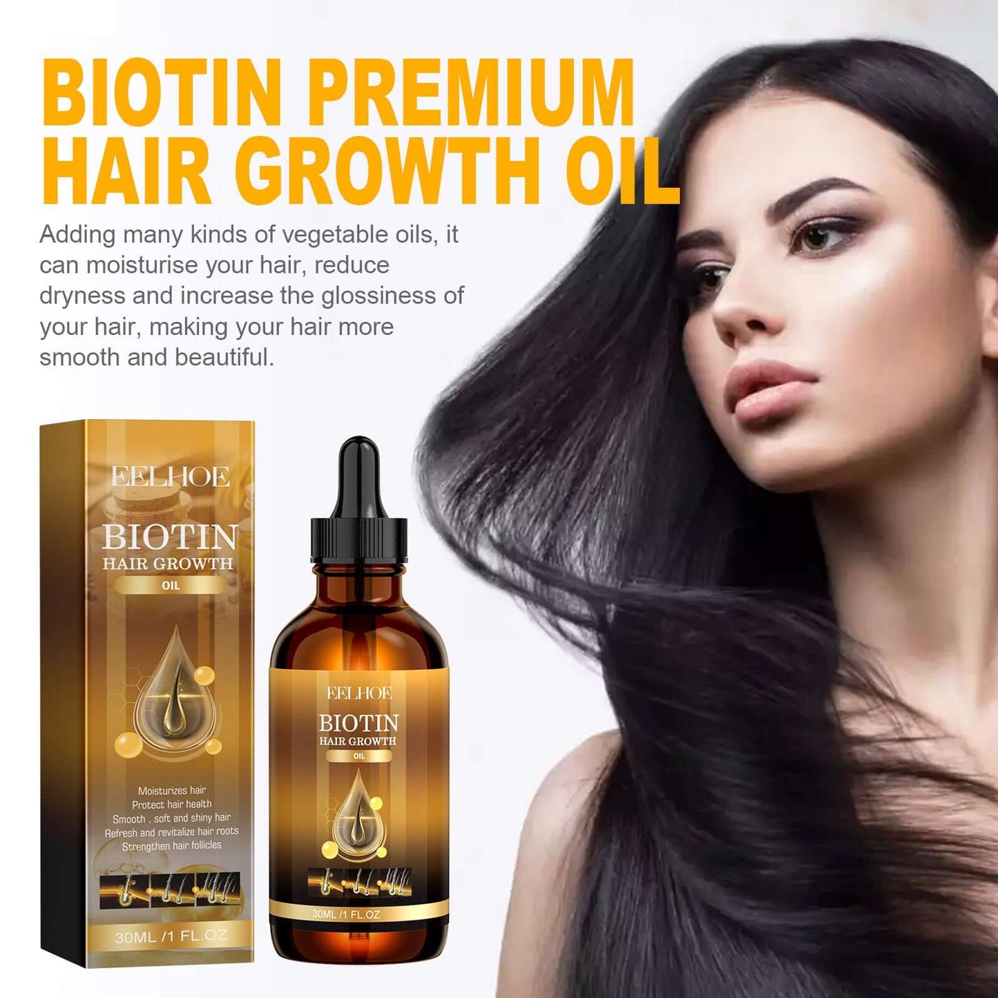 EELHOE Biotin Hair Treatment Oil – Deep Moisturizing Scalp Massage & Hair Growth Oil