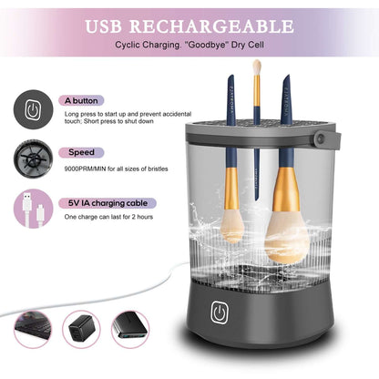 Electric Makeup Brush Cleaner 9000 RPM | Automatic Waterproof Cleaner for Brushes & Sponges