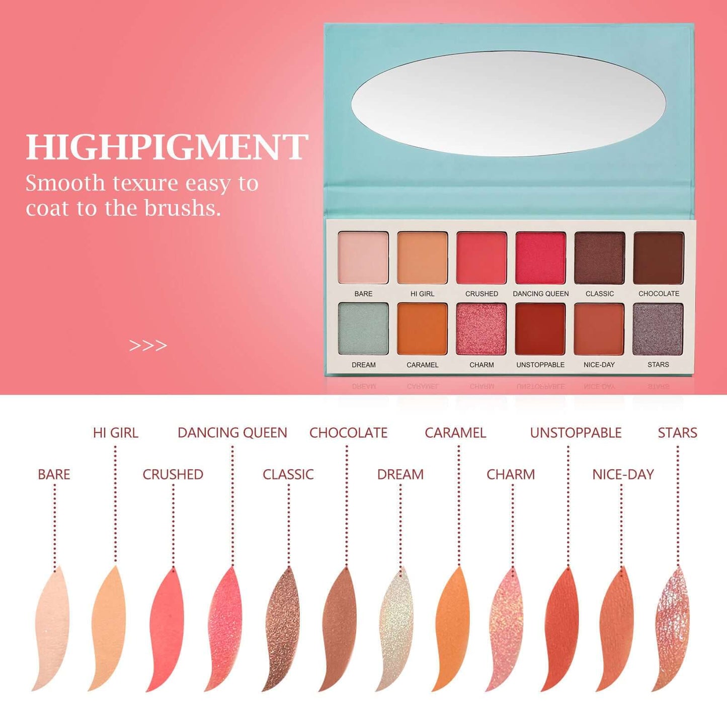 Las Chicas 12-Color High Pigment Eyeshadow Palette | Silky Cream Formula, Cruelty-Free Makeup