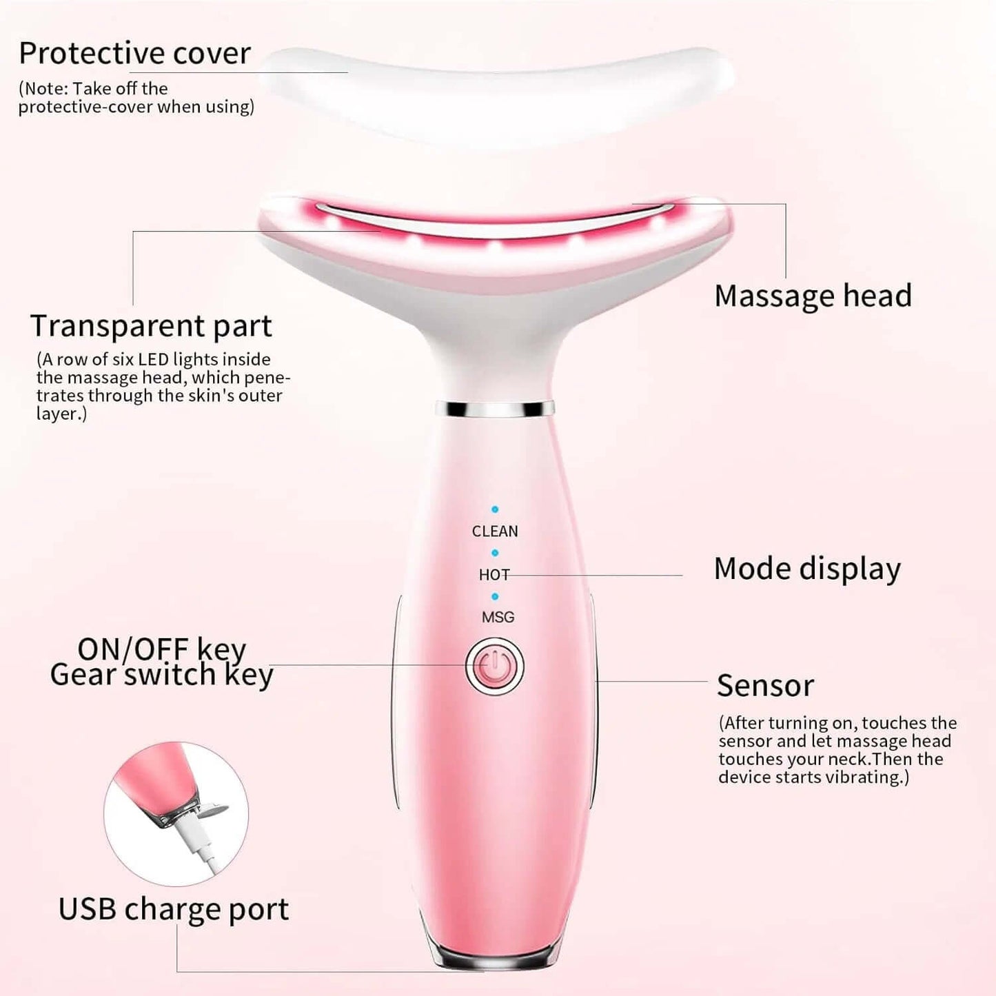Neck Face Massager, Skin Care Face Massage Tool, 3-in-1 Facial Massager, Face Sculpting Tool With Thermals, Vibration