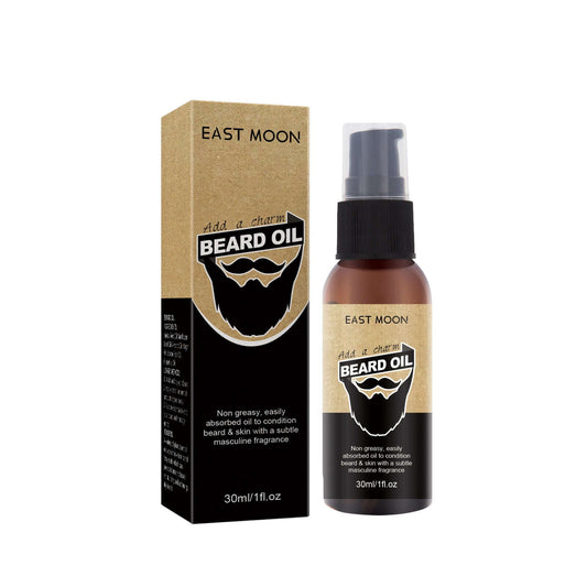 East Moon Beard Care Oil for Men | Moisturizing Beard & Sideburn Oil with Jojoba, Sunflower & Almond | Thickening & Styling Beard Oil
