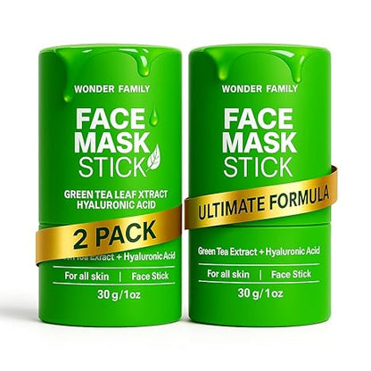 Green Tea Mask Stick - Pore Cleaner Green Stick - Prevents Blackheads - Moisturizing Clay Deep Cleanse - Facial Masks Women Skin Care - 2 Pack (Green Tea) - Holiday Gifts for Christmas