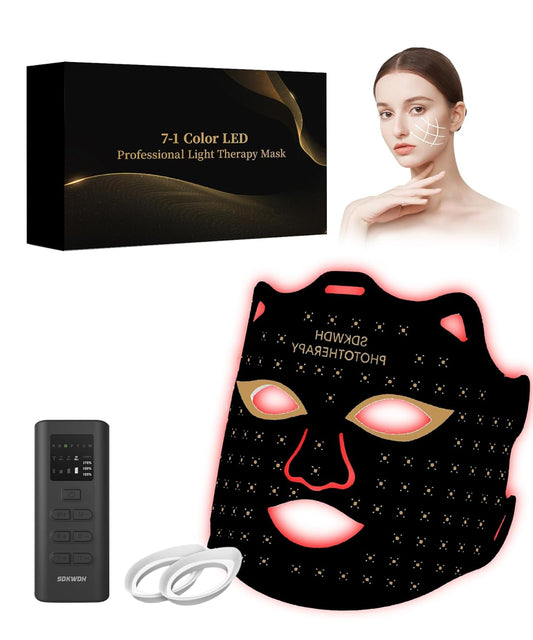 LED Red Light Therapy Mask – 7-Wavelength Anti-Aging & Acne Treatment with Remote Control