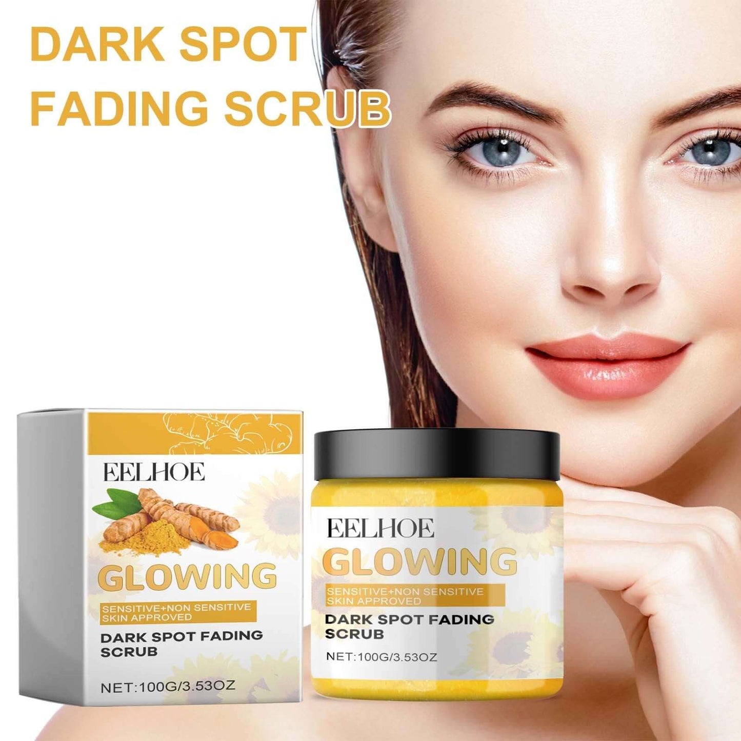Dark Spot Fading Scrub – Turmeric, Avocado & Jojoba Deep Cleansing Exfoliator