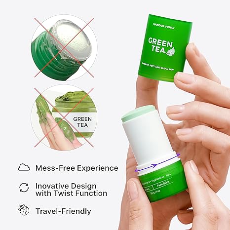 Green Tea Mask Stick - Pore Cleaner Green Stick - Prevents Blackheads - Moisturizing Clay Deep Cleanse - Facial Masks Women Skin Care - 2 Pack (Green Tea) - Holiday Gifts for Christmas