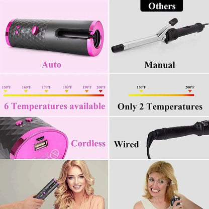 Portable Cordless Automatic Hair Curler