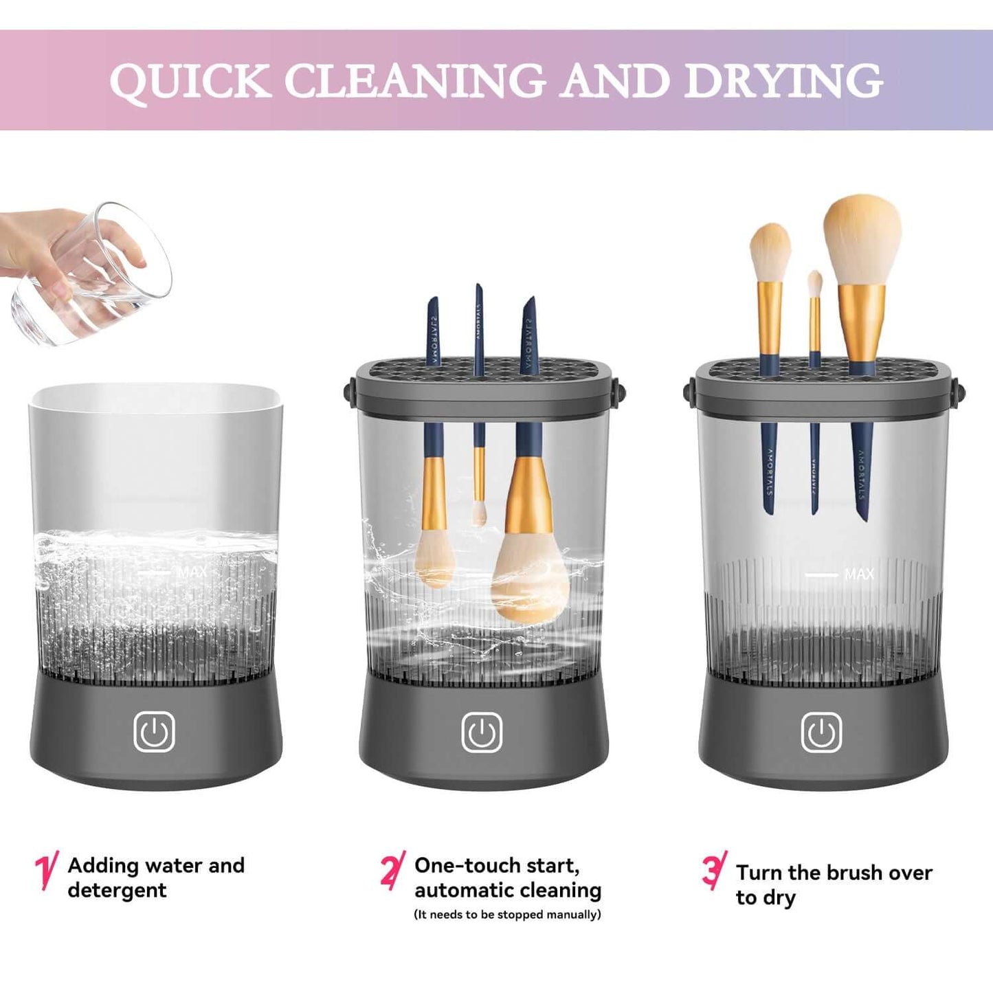 Electric Makeup Brush Cleaner 9000 RPM | Automatic Waterproof Cleaner for Brushes & Sponges